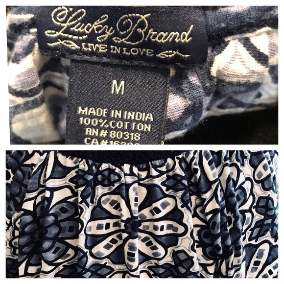 Lucky Brand Navy crochet collar floral peasant top - Picture 8 of 8